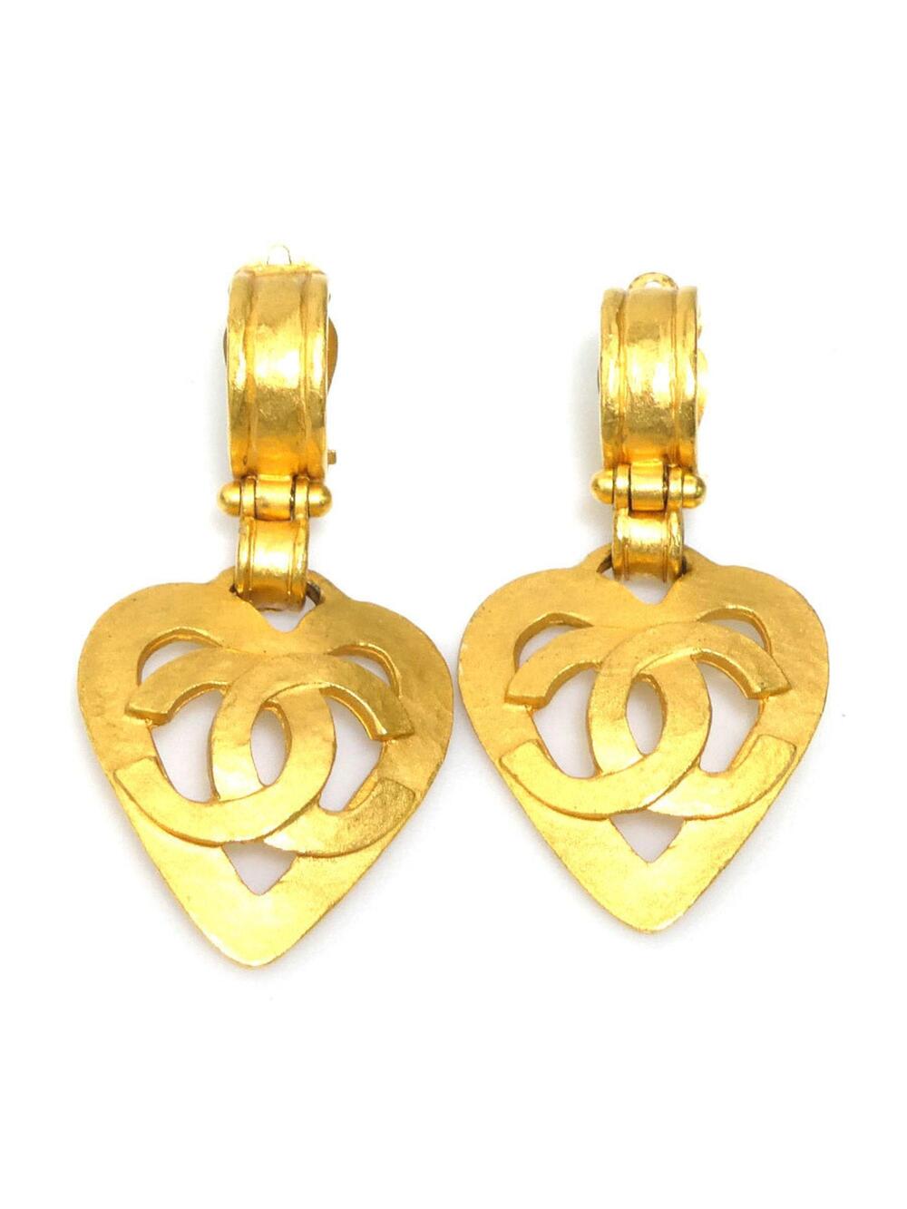 Chanel Cc Logo Heart Clip-On Earrings #208908C11B